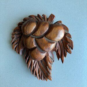 Large Vintage Wooden Brooch Fruit